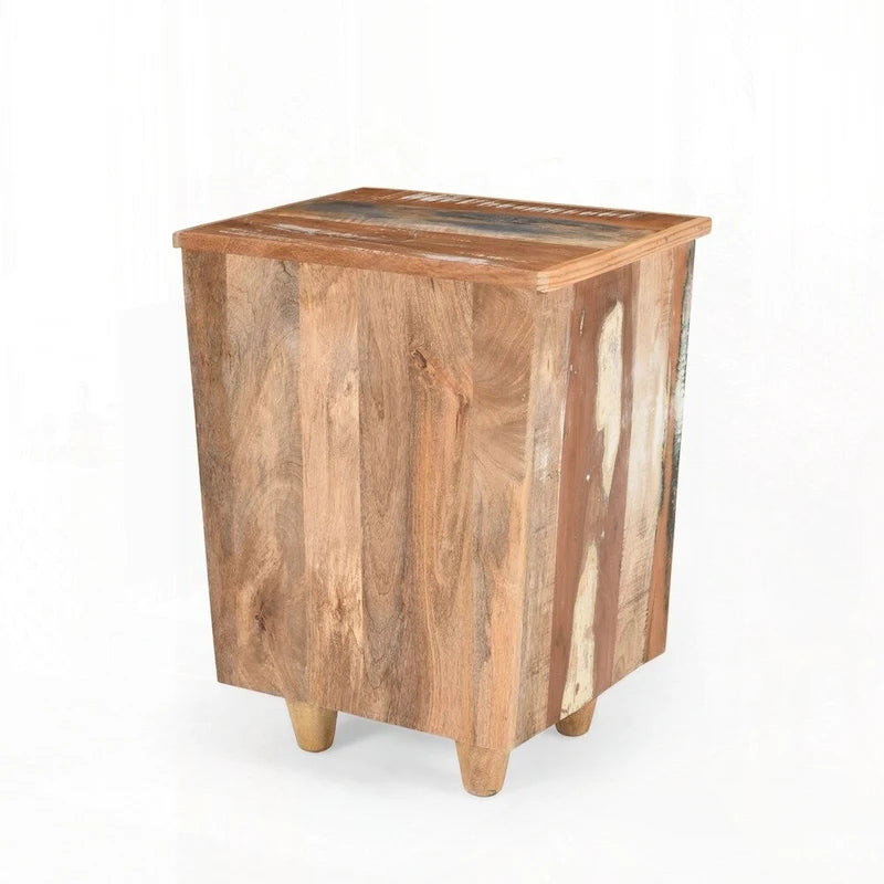 Table d'appoint en bois recyclé avec 3 tiroirs