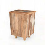 Table d'appoint en bois recyclé avec 3 tiroirs