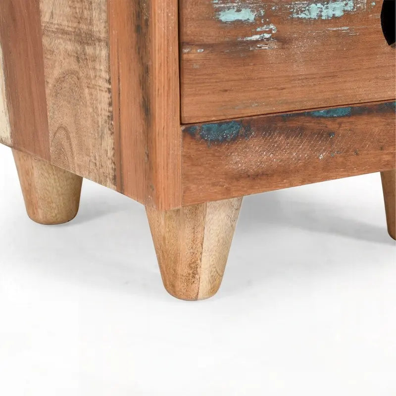 Table d'appoint en bois recyclé avec 3 tiroirs