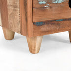 Table d'appoint en bois recyclé avec 3 tiroirs