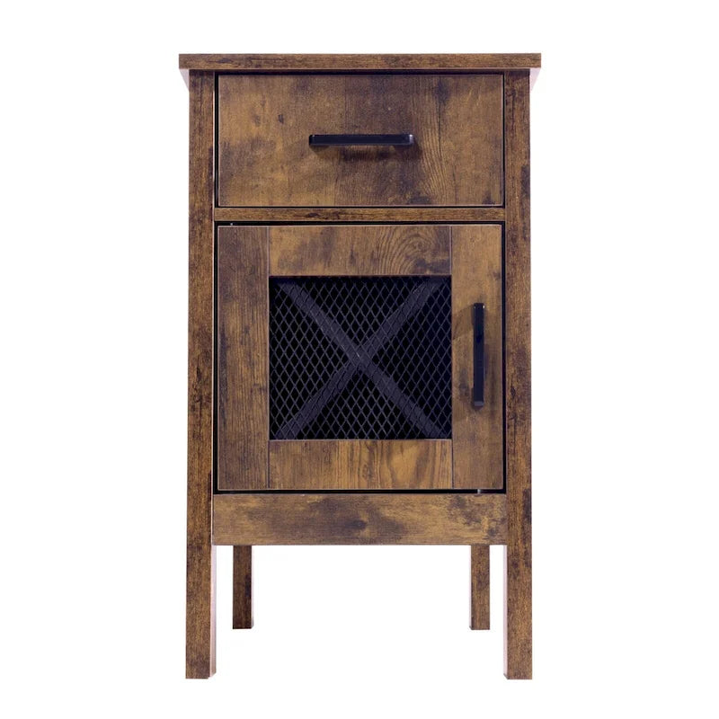 Table d'appoint avec tiroir, porte coulissante et multiprise intégrée