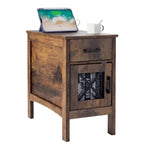 Table d'appoint avec tiroir, porte coulissante et multiprise intégrée