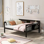 Lit de repos double en bois avec rangement et barrières latérales