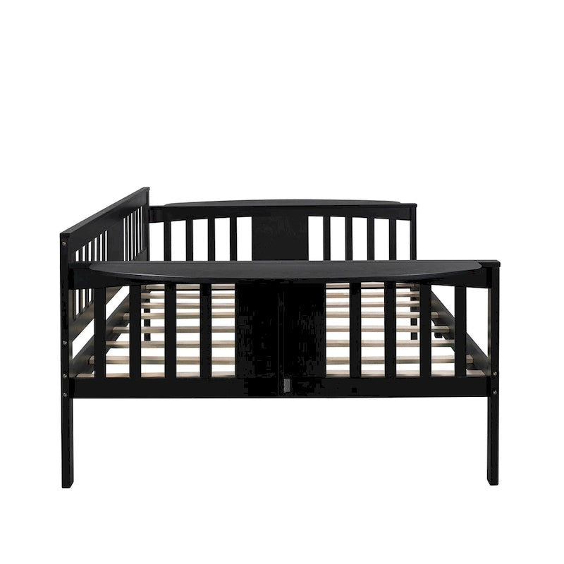 Lit de repos double en bois avec rangement et barrières latérales