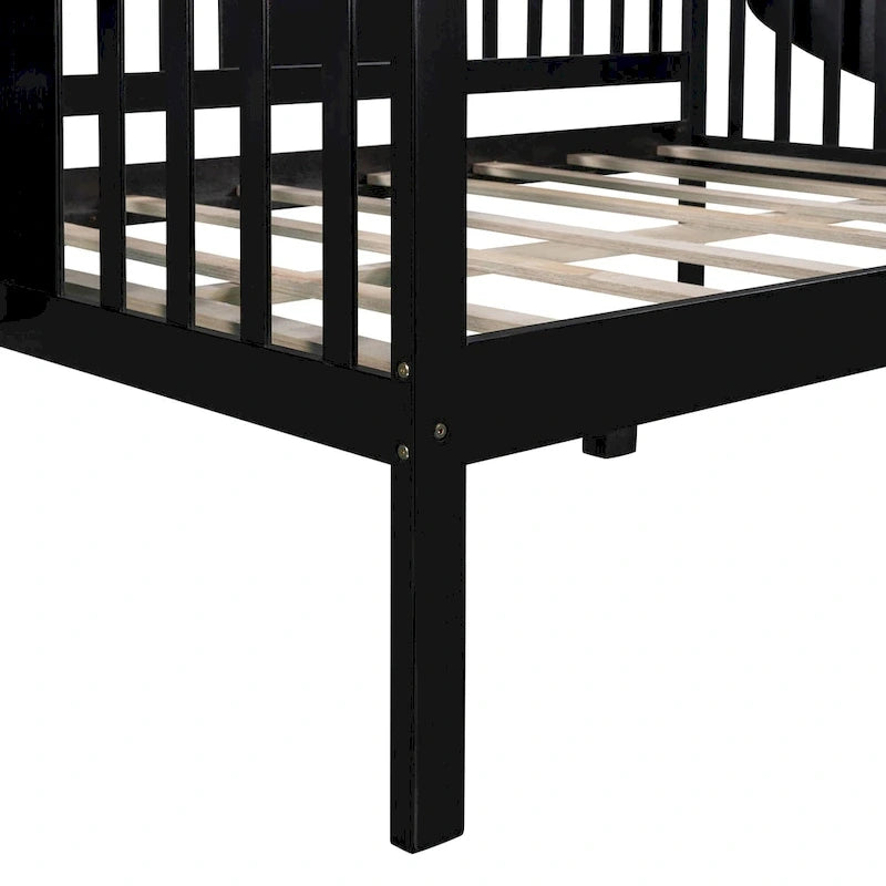 Lit de repos double en bois avec rangement et barrières latérales
