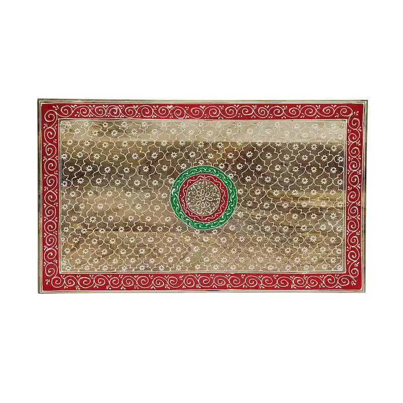 Table d'appoint en bois avec trois tiroirs et étagère inférieure ouverte