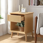 Table d'appoint en rotin avec tiroir de rangement et station de recharge