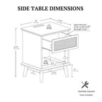 Table d'appoint en rotin avec tiroir de rangement et station de recharge