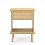 Table d'appoint en rotin avec tiroir de rangement et station de recharge