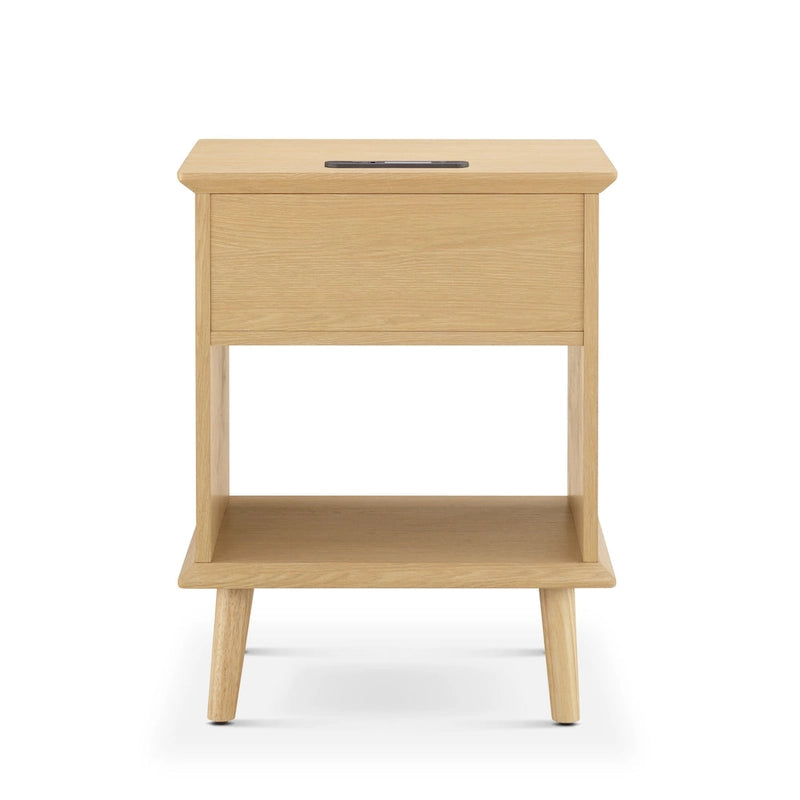 Table d'appoint en rotin avec tiroir de rangement et station de recharge