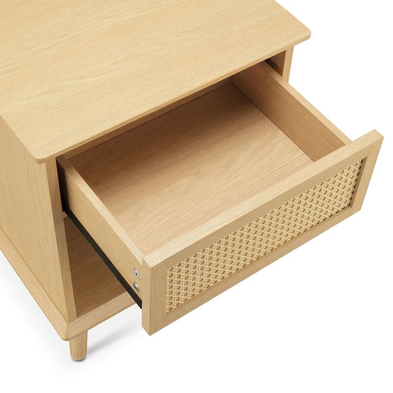 Table d'appoint en rotin avec tiroir de rangement et station de recharge