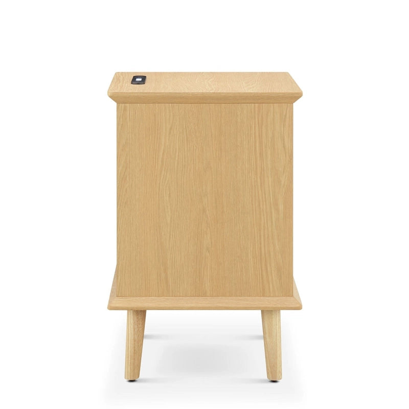 Table d'appoint en rotin avec tiroir de rangement et station de recharge