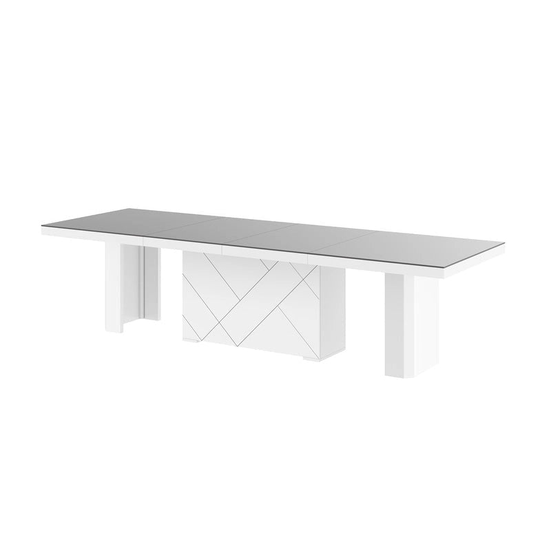 Grande table à manger extensible au fini lustré