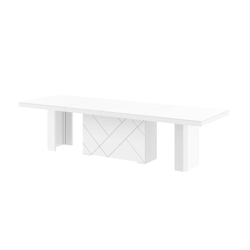 Grande table à manger extensible au fini lustré