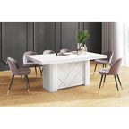 Grande table à manger extensible au fini lustré