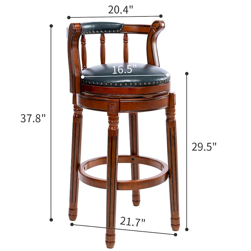 Tabouret de bar pivotant rembourré avec dossier