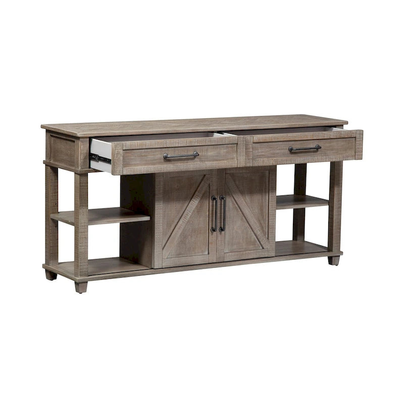 Console en pin rustique avec rangement