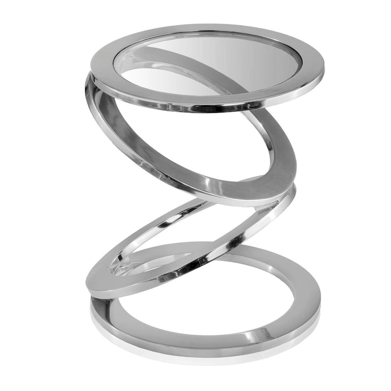 Table d'appoint ronde de 17 po en verre et en aluminium