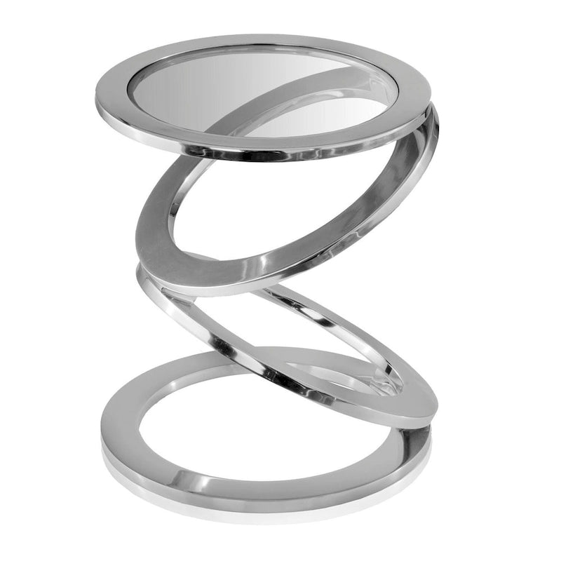 Table d'appoint ronde de 17 po en verre et en aluminium