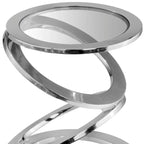 Table d'appoint ronde de 17 po en verre et en aluminium