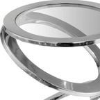 Table d'appoint ronde de 17 po en verre et en aluminium