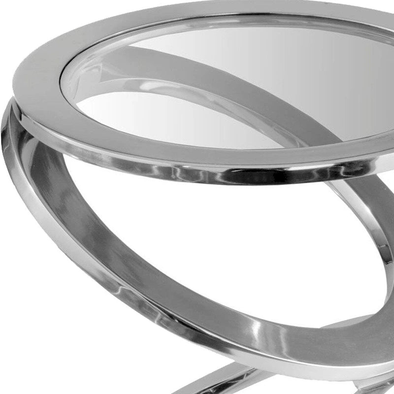 Table d'appoint ronde de 17 po en verre et en aluminium