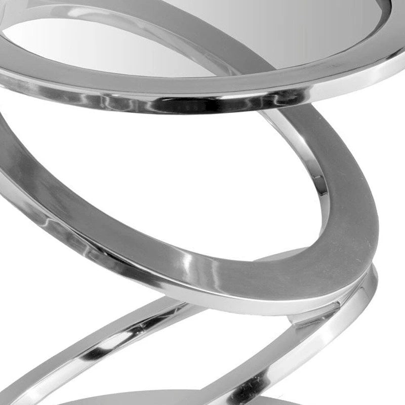 Table d'appoint ronde de 17 po en verre et en aluminium