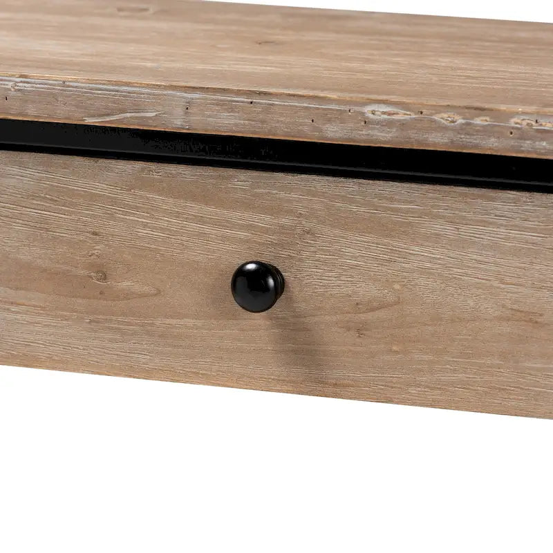 Console industrielle moderne avec 2 tiroirs et étagère ouverte