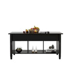 Table basse à plateau relevable avec étagères de rangement - Noir
