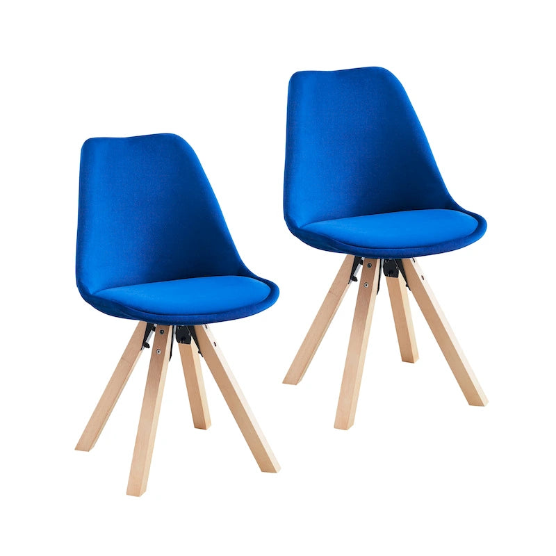 Lot de 2 chaises de salle à manger en velours avec pieds en hêtre