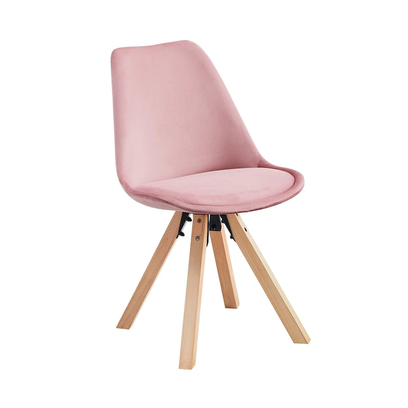 Lot de 2 chaises de salle à manger en velours avec pieds en hêtre