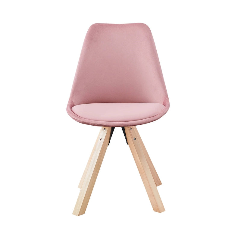 Lot de 2 chaises de salle à manger en velours avec pieds en hêtre