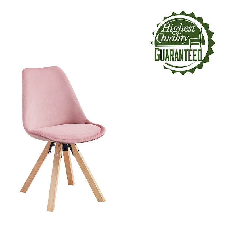 Lot de 2 chaises de salle à manger en velours avec pieds en hêtre