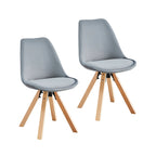 Lot de 2 chaises de salle à manger en velours avec pieds en hêtre