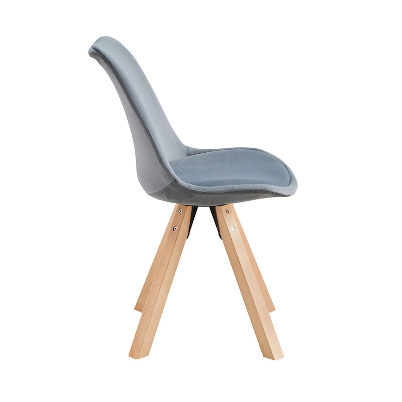Lot de 2 chaises de salle à manger en velours avec pieds en hêtre
