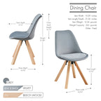Lot de 2 chaises de salle à manger en velours avec pieds en hêtre