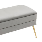Banc de rangement ottoman en velours avec pieds en métal