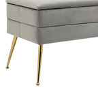 Banc de rangement ottoman en velours avec pieds en métal