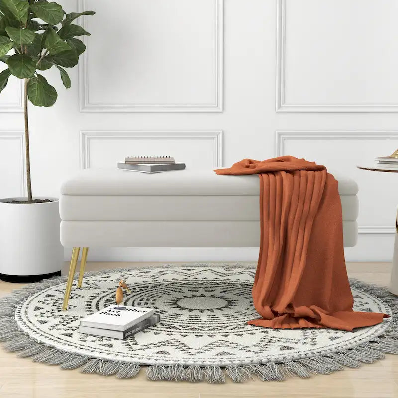 Banc de rangement ottoman en velours avec pieds en métal