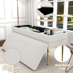 Banc de rangement ottoman en velours avec pieds en métal