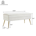 Banc de rangement ottoman en velours avec pieds en métal
