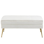 Banc de rangement ottoman en velours avec pieds en métal