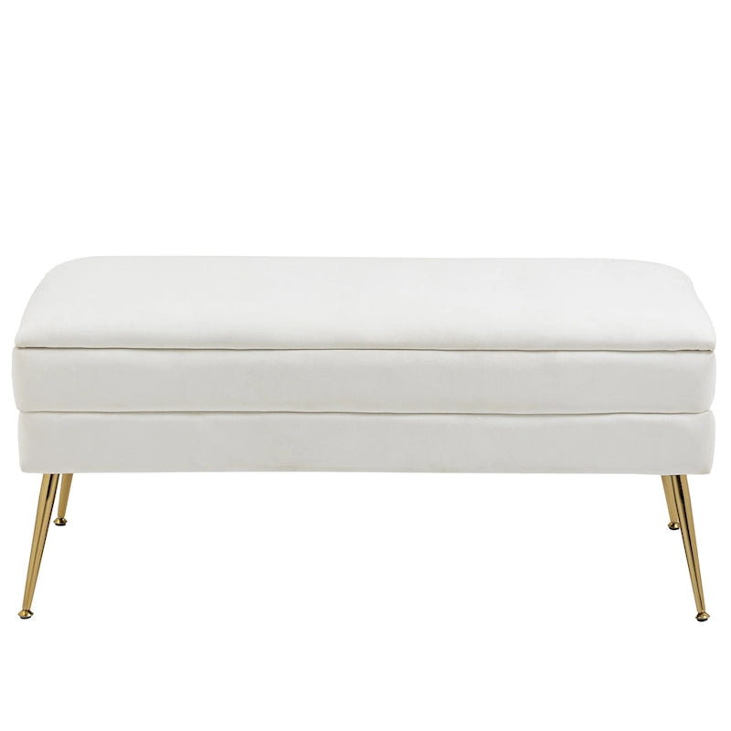 Banc de rangement ottoman en velours avec pieds en métal