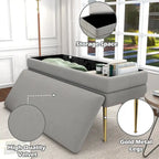 Banc de rangement ottoman en velours avec pieds en métal