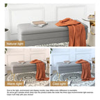Banc de rangement ottoman en velours avec pieds en métal