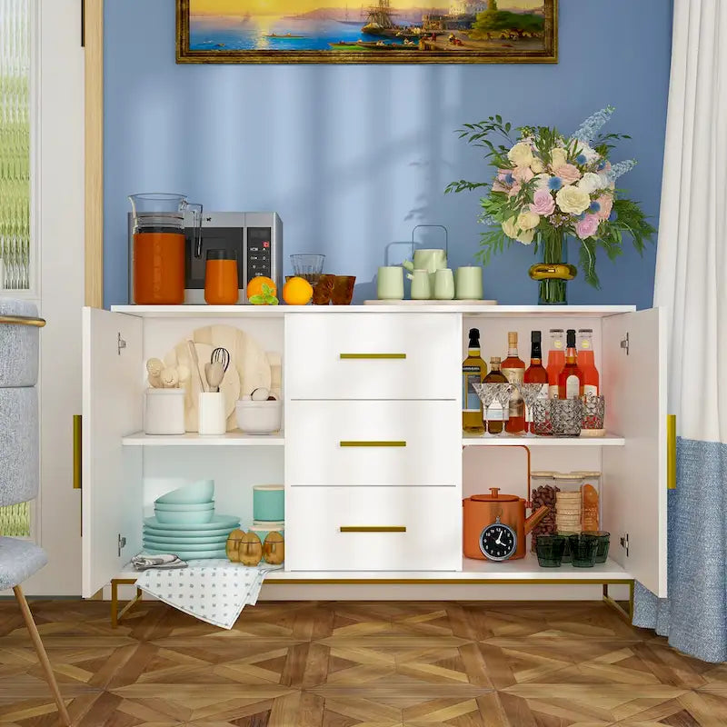 47,2 po (L) x 29,3 po (H) Buffet de rangement avec tiroirs et portes