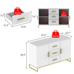 47,2 po (L) x 29,3 po (H) Buffet de rangement avec tiroirs et portes