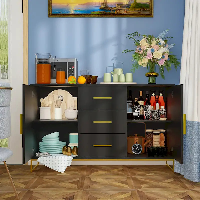 47,2 po (L) x 29,3 po (H) Buffet de rangement avec tiroirs et portes