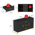 47,2 po (L) x 29,3 po (H) Buffet de rangement avec tiroirs et portes