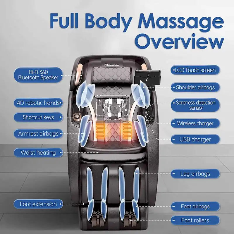 Fauteuil de massage 4D avec soin IA, commande vocale, chargement sans fil et rail SL